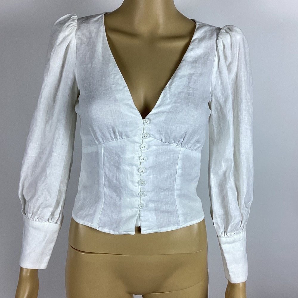 Reformation Finnegan White Linen Top 0